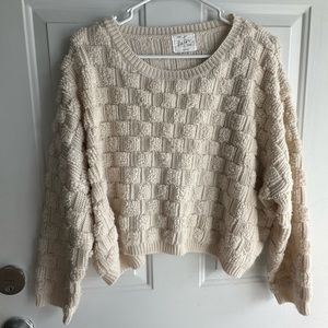 Cream monotone checkered sweater